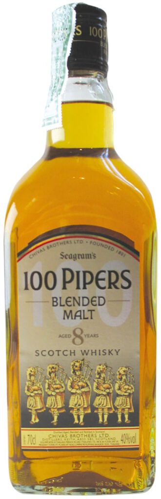 Seagrams 100 Pipers Blended Scotch Whisky Aged 8 Years
